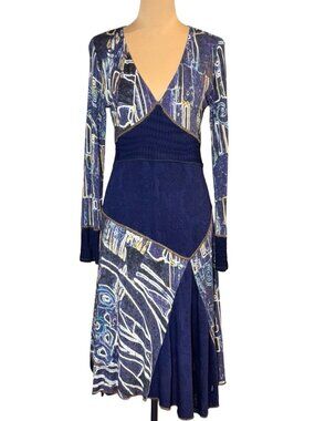 Vintage Y2K Roberto Naldi Asymmetric Midi Dress M Italian Whimsigoth Artsy